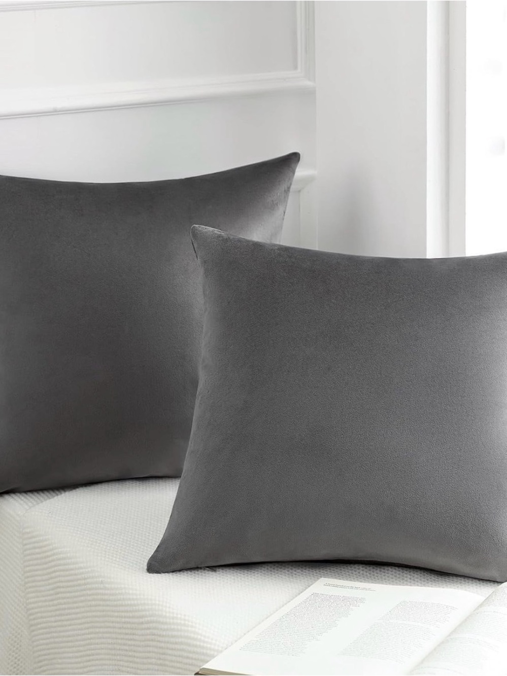 Soft Velvet Throw Pillow Pair - Gray